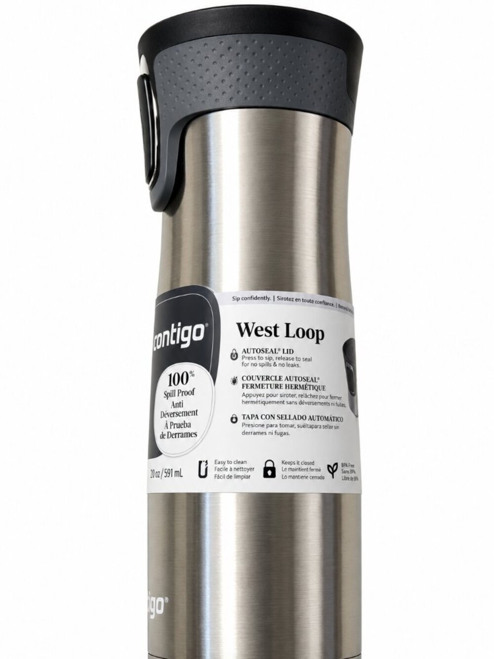 Contigo West Loop 2.0 AutoSeal Stainless Steel Travel Mug 20oz Thermalock NEW